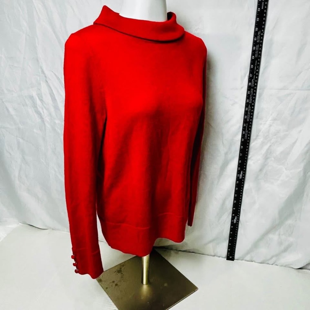 Talbots ~ Classic Red ~ Pure Merino Wool ~ Mock Neck Sweater ~ Size‎ S ~ - Picture 10 of 10